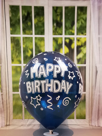 Belbal B250 ∅ 24"/ 60cm Balloons *Blue Happy Birthday Print*