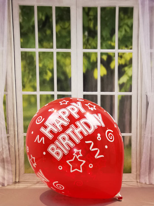 2 x Belbal B250 ∅ 24"/ 60cm Luftballons *Rot Happy Birthday Print *