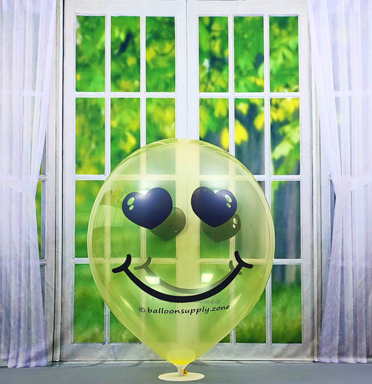 5 x 24"/60cm Cattex Smile Print Riesen Luftballons * crystal soap yellow *